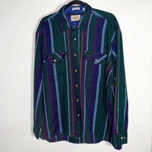 Midwest Clothing Company Green Purple Long Sleeve Button Down Shirt Size XL